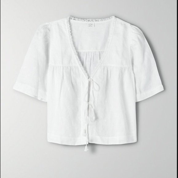 Aritzia Tops - Wilfred Nomad Tie Front Blouse, XS, White